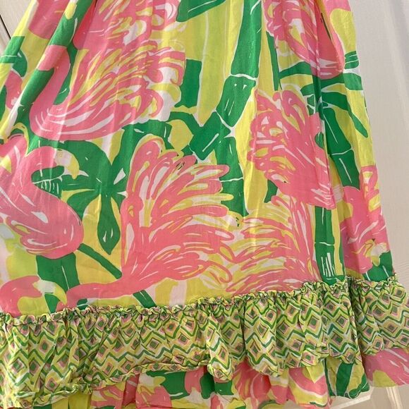 Lilly Pulitzer for Target Flamingo Fan Dance Maxi Dress Smocked Girls Size 4T - Picture 15 of 15